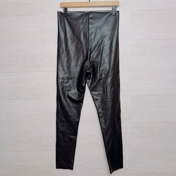 Joie Women's Size Large Black Faux Leather Pull On High Waisted Skinny Pants - Picture 6 of 6